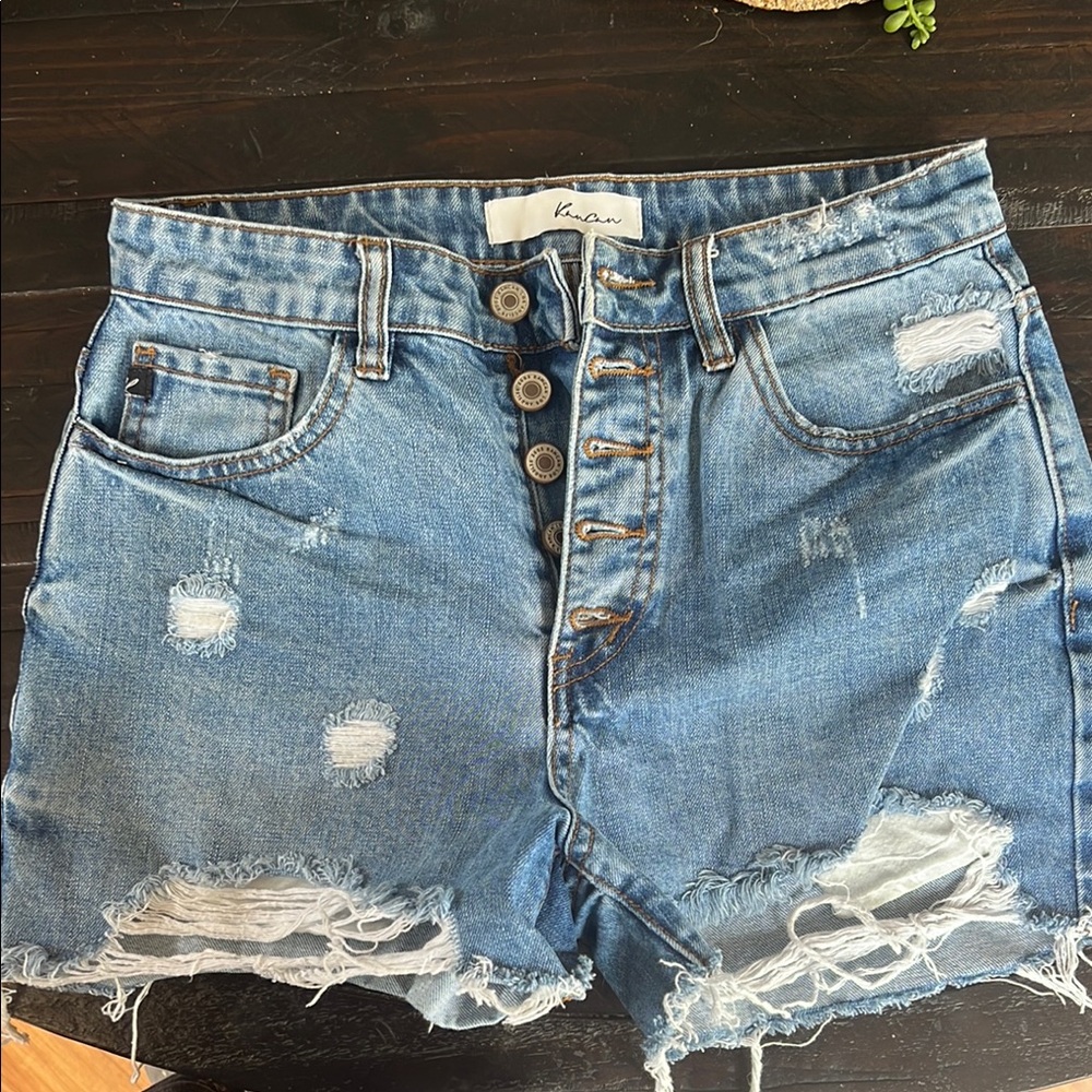 KanCan Blue Distressed Jean Shorts Casual Style